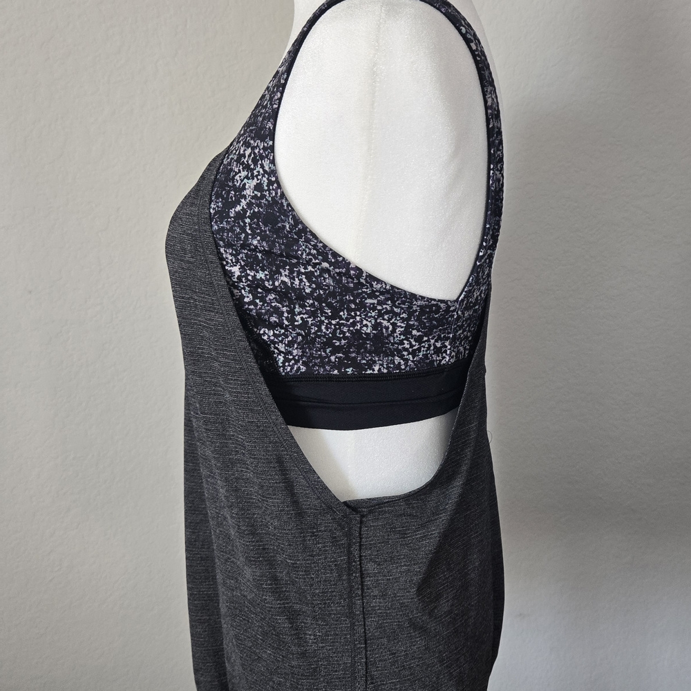 lululemon Women's Tank Black/gray  w/Drawstring Hem bonus:  silver bag Sz S?